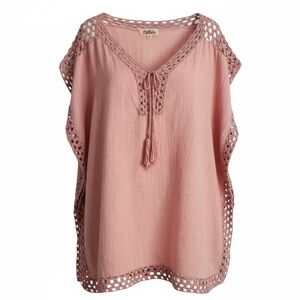 Listicle Women's Size Medium Pink Crochet Swim/Beach Cover Up Cotton